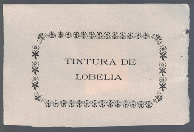 ETIQUETA FARMACEUTICA - TINTURA DE LOBELIA.