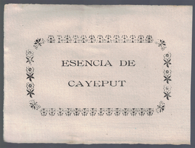 ETIQUETA FARMACEUTICA - ESENCIA DE CAYEPUT.