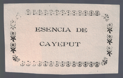 ETIQUETA FARMACEUTICA - ESENCIA DE CAYEPUT.