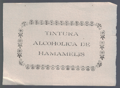 ETIQUETA FARMACEUTICA - TINTURA ALCOHOLICA DE HAMAMELIS.