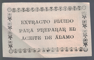 ETIQUETA FARMACEUTICA - EXTRACTO FLUIDO PARA PREPARAR EL ACEITE DEL ALAMO.
