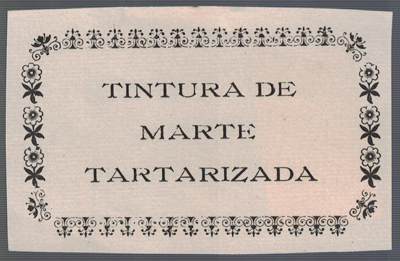 ETIQUETA FARMACEUTICA - TINTURA DE MARTE TARTARIZADA.