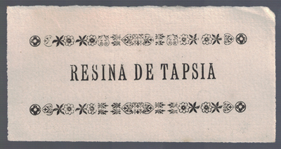 ETIQUETA FARMACEUTICA -  RESINA DE TAPSIA.