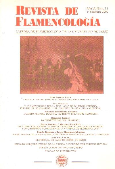 REVISTA DE FLAMENCOLOGIA. CATEDRA DE FLAMENCOLOGIA DE JEREZ DE LA FRA. Nº11