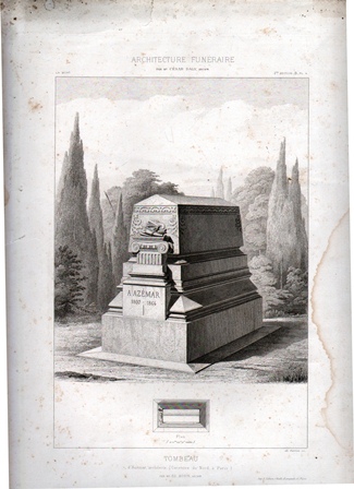 GRABADO ARQUITECTURA FUNERARIA. TOMBEAU. DU NORD A PARIS