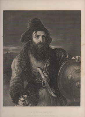GRABADO DE ARTE. A PERSIAN WARRIOR. C. COUSEN, ENGRAVER