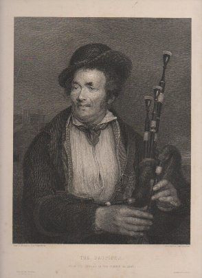 GRABADO DE ARTE. THE BAGPIPER. R.C. BELL, ENGRAVER. VERNON GALLERY