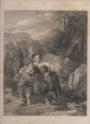 GRABADO DE ARTE. CROSSING THE FORD. L. STOCK, ENGRAVER. VERNON GALLERY