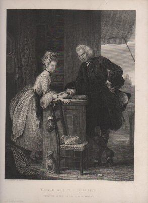GRABADO DE ARTE. YORICK AND THE GRISETTE. H. BOURNE. ENGRAVER. VERNON GALLERY