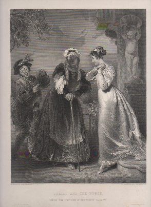 GRABADO DE ARTE. JULIET AND THE NURSE. S. SANGSTER. ENGRAVED