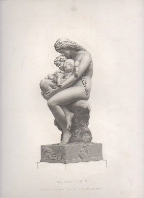 GRABADO DE ARTE. THE FIRST CRADLE. W. ROFFE, ENGRAVED