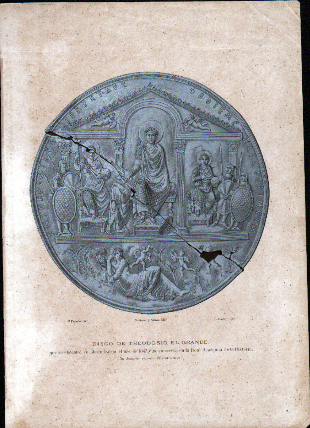 LITOGRAFIA. DISCO DE THEODOSIO EL GRANDE. M. PUJADAS LIT.
