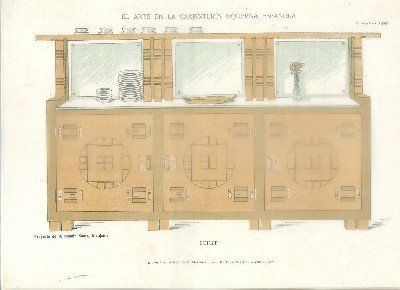 LITOGRAFIA DE CARPINTERIA MODERNISTA: BUFET. LAM. 230. PROY. R. COSTA