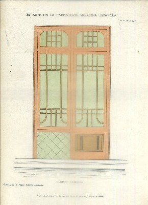 LITOGRAFIA DE CARPINTERIA MODERNISTA: PUERTA VIDRIERA. LAM. 126. PROY. M. MAÑOSA