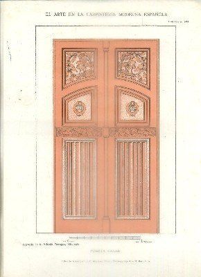 LITOGRAFIA DE CARPINTERIA MODERNISTA: PUERTA CALLE. LAM. 141. PRY. A. MORAGAS