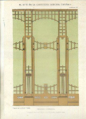 LITOGRAFIA DE CARPINTERIA MODERNISTA: GRANDES VIDRIERAS. LAM. 99. M. MAÑOSA