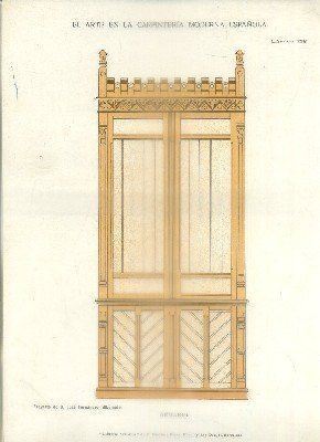 LITOGRAFIA DE CARPINTERIA MODERNISTA: ARMARIO. LAM. 128. PROY. J. FERNANDEZ