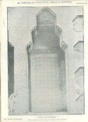 LITOGRAFIA DE CARPINTERIA MODERNISTA: PUERTA DE ENTRADA. LAM. 75. ARQ. A. GAUDI