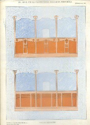 LITOGRAFIA DE CARPINTERIA MODERNISTA: VALLAS DESPACHO. LAM. 14. PROY. D. MONCANUT