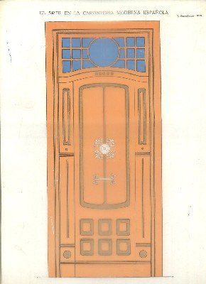 LITOGRAFIA DE CARPINTERIA MODERNISTA: PUERTA DE PISO. LAM. 75. PROY. M. MAÑOSA