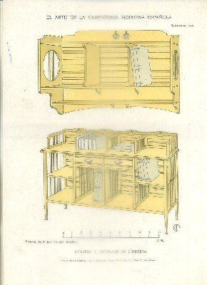LITOGRAFIA DE CARPINTERIA MODERNISTA: ATASIER Y AUXILIAR DE LIBRERÍA. LAM. 132. TARRAGÓ