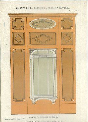 LITOGRAFIA DE CARPINTERIA MODERNISTA: VITRINA INTERIOR DE TIENDA. LAM. 91. CALONJA
