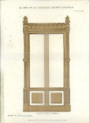 LAMINA DE CARPINTERIA MODERNISTA: PUERTA MEDIA VIDRIERA. PROY. J. FERNANDEZ LAM. 125
