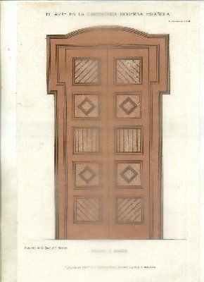 LAMINA DE CARPINTERIA MODERNISTA: PUERTA Y MARCO. PROY. J.M. ABADES LAM. 112