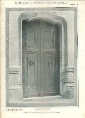 LAMINA DE CARPINTERIA MODERNISTA: PUERTA DE CALLE. PROY. ENRIQUE SAGNIER LAM. 8