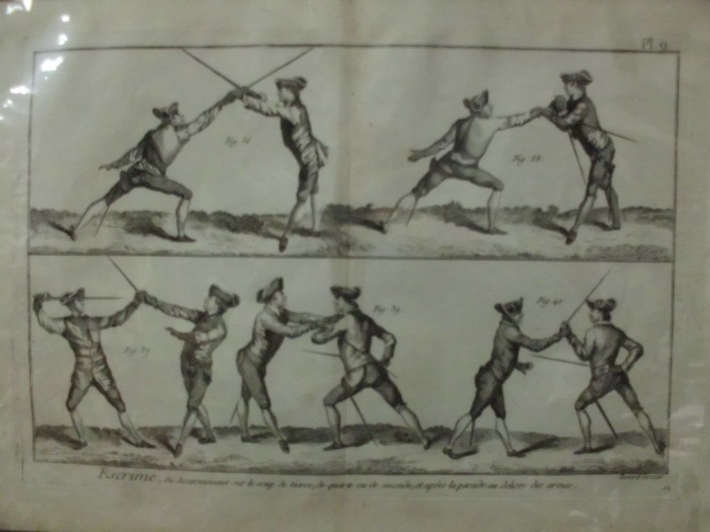 GRABADO DE ESGRIMA. DU DESARMEMENT SUR LE COUP DE TIERCE... PL. 9. SIGLO XVlll. 41,7x21CM.