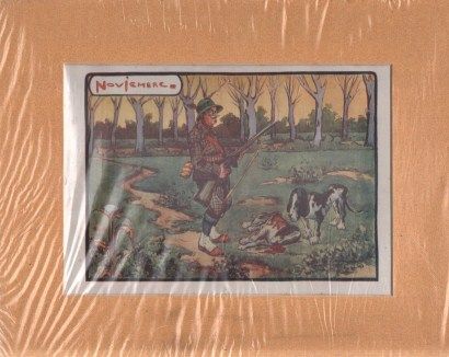 LAMINA DE DEPORTES. HUMORISTICA. NOVIEMBRE CAZA 35,7X28,2 CM. AÑO 1920 APROX.