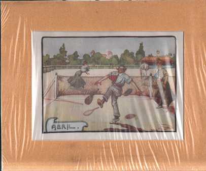 LAMINA DE DEPORTES. HUMORISTICA. ABRIL TENIS 35,7X28,2 CM. AÑO 1920 APROX.