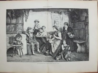 XILOGRAFIA: LA VUELTA DE LA ESCUELA. CUADRO DE L. VOLLMAR. ILUSTRACION ARTISTICA