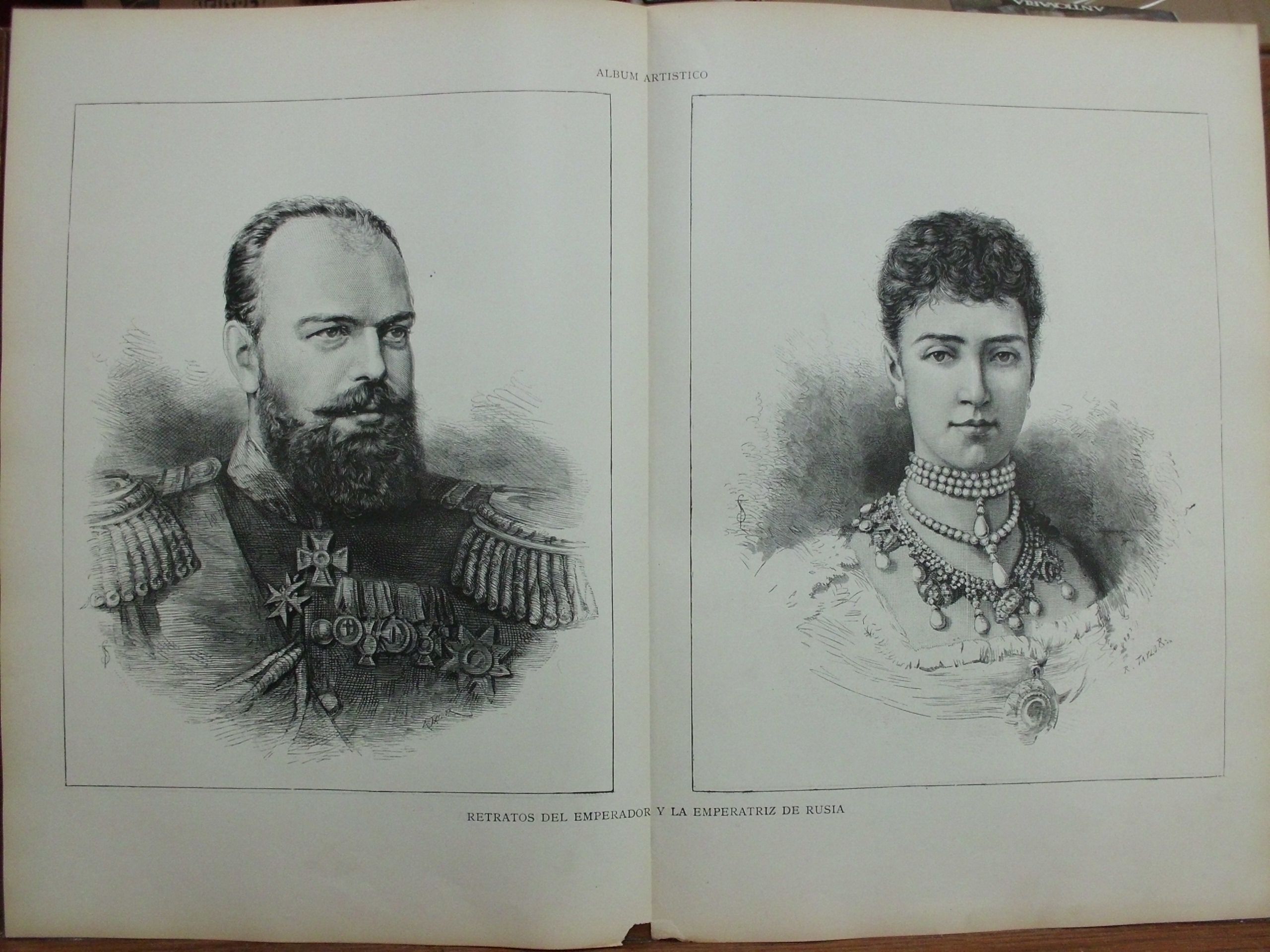 XILOGRAFIA: RETRATOS DEL EMPERADOR Y LA EMPERATRIZ DE RUSIA. ILUS. ARTISTICA