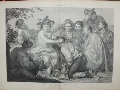 XILOGRAFIA: BACO CORONANDO A LOS BORRACHOS. CUADRO DE VELAZQUEZ