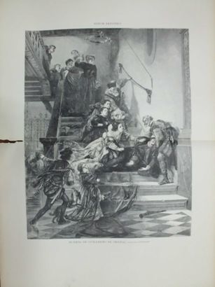 XILOGRAFIA: MUERTE DE GUILLERMO DE ORANGE. CUADRO DE G. LINDENSCHMIT