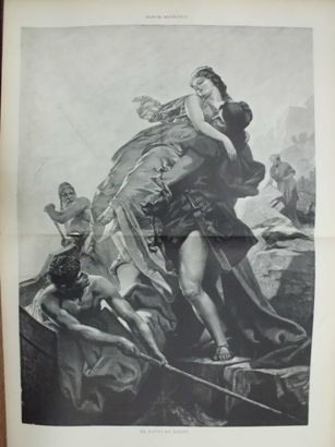 XILOGRAFIA: EL RAPTO DE ELENA. ILUSTRACION ARTISTICA