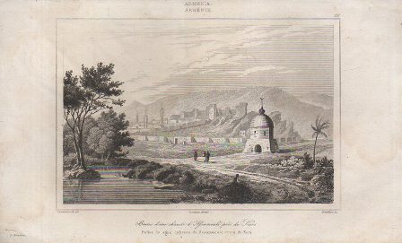 GRABADO VISTA DE ARMENIA BAÑOS DE AGUA CALIENTE