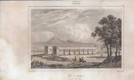 GRABADO VISTA DE ARMENIA PUENTE DE JULFA