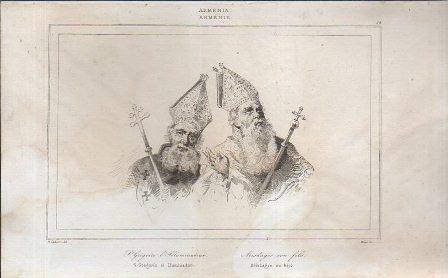 GRABADO VISTA DE ARMENIA DE S.GREGORIO EL ILUMINADOR Y ARISDAGES SU HIJO