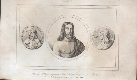 GRABADO VISTA DE ARMENIA RETRATO DE JESUCRISTO ENVIADO AL REY DE EDESA