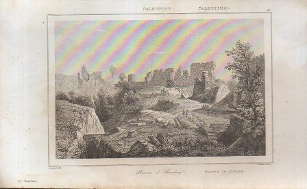 GRABADO VISTA PALESTINA VISTA DE RUINAS DE ASCALON