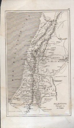 GRABADO VISTA PALESTINA VISTA DIVIDIDA EN DOCE TRIBUS