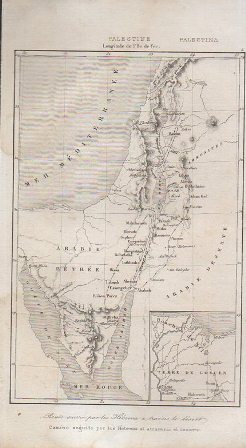 GRABADO VISTA PALESTINA VISTA CAMINO SEGUIDO POR LOS HEBREOS