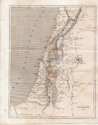 GRABADO VISTA PALESTINA CARTA GEOGRAFICA