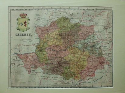 MAPA ANTIGO DE LA PROVINCIA DE CACERES. AUTOR BENITO CHIAS INGº. AÑO 1910