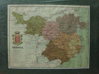 MAPA ANTIGO DE LA PROVINCIA DE GERONA. AUTOR BENITO CHIAS INGº. AÑO 1910