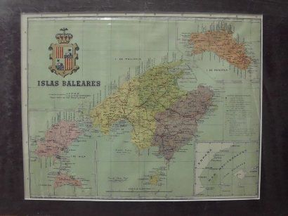 MAPA ANTIGUO DE LA CIUDAD DE ISLAS BALEARES. ALBERTO MARTIN EDITOR. AÑO 1907