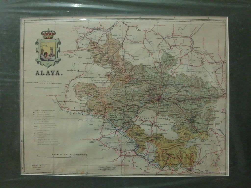 MAPA ANTIGO DE LA PROVINCIA DE ALAVA. AUTOR BENITO CHIAS INGº. AÑO 1910