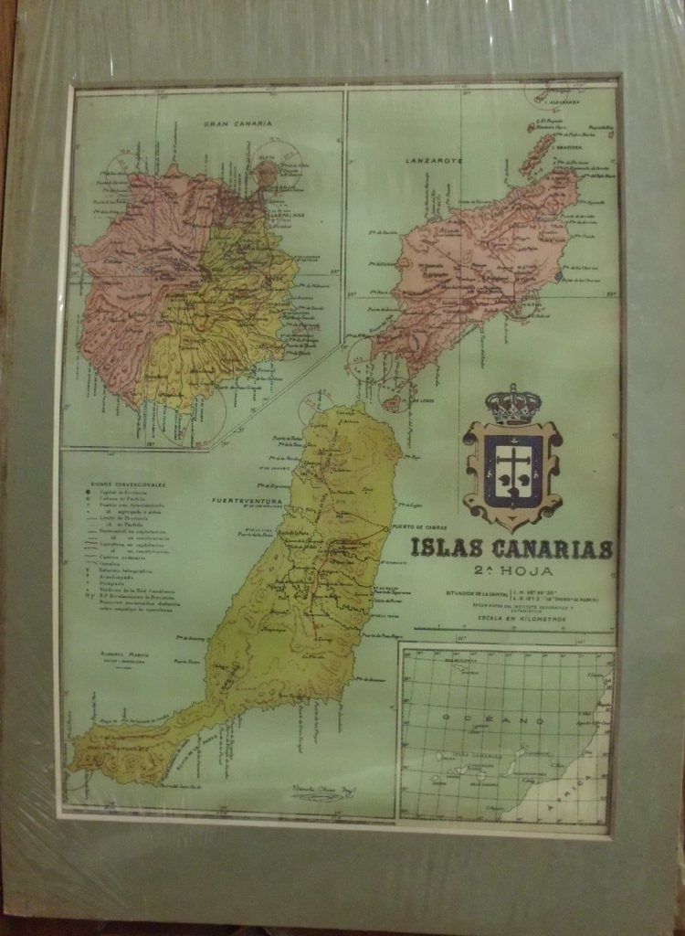 MAPA ANTIGO DE LA PROVINCIA DE ISLAS CANARIAS 2ª HOJA. AUTOR BENITO CHIAS INGº. AÑO 1910